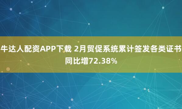 牛达人配资APP下载 2月贸促系统累计签发各类证书同比增72.38%